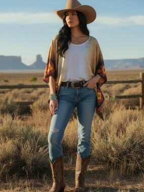Charlotte Russe Aztec Southwestern Kimono Top Medium Boho